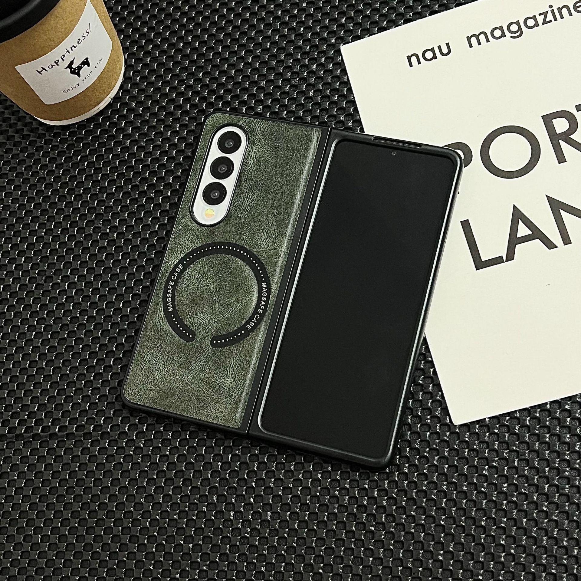 

Suitable for Samsung Galaxy Z Fold6 Folding Phone Case ZFLIP6 Leather MagSafe Dustproof Tup Jacket Samsung Z Flip3