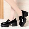 6cm British Style Breathable Comfortable Thick Bottom Chunky Platform Shoes 2025 Spring Med Block Heels Soft Leather Loafers Mom