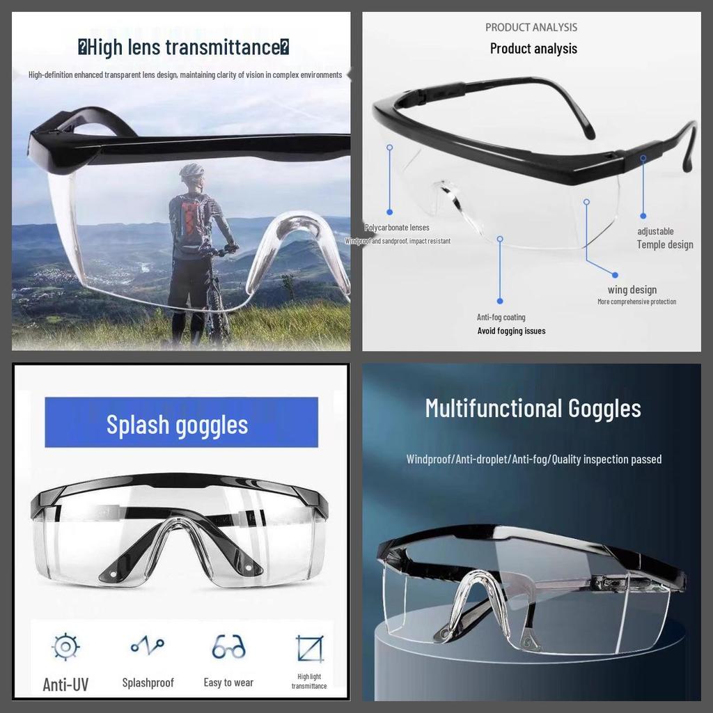 Ochranné brýle s vysokým rozlišením proti zamlžování: Odolné proti prachu, větru, písku a stříkající vodě