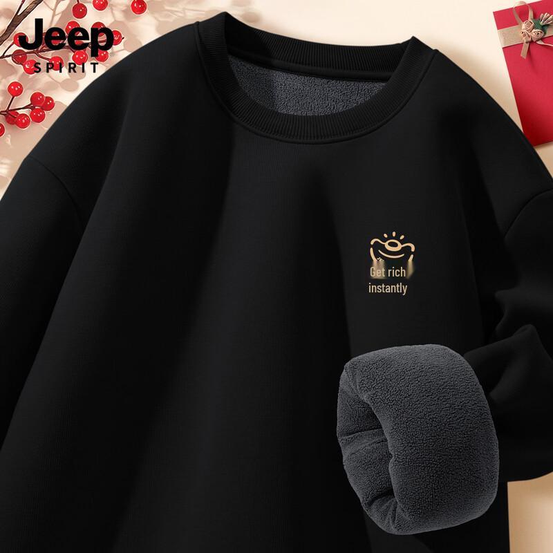JEEP SPIRIT Men s Fleece-Lined Pullover Sweatshirt M (170cm)