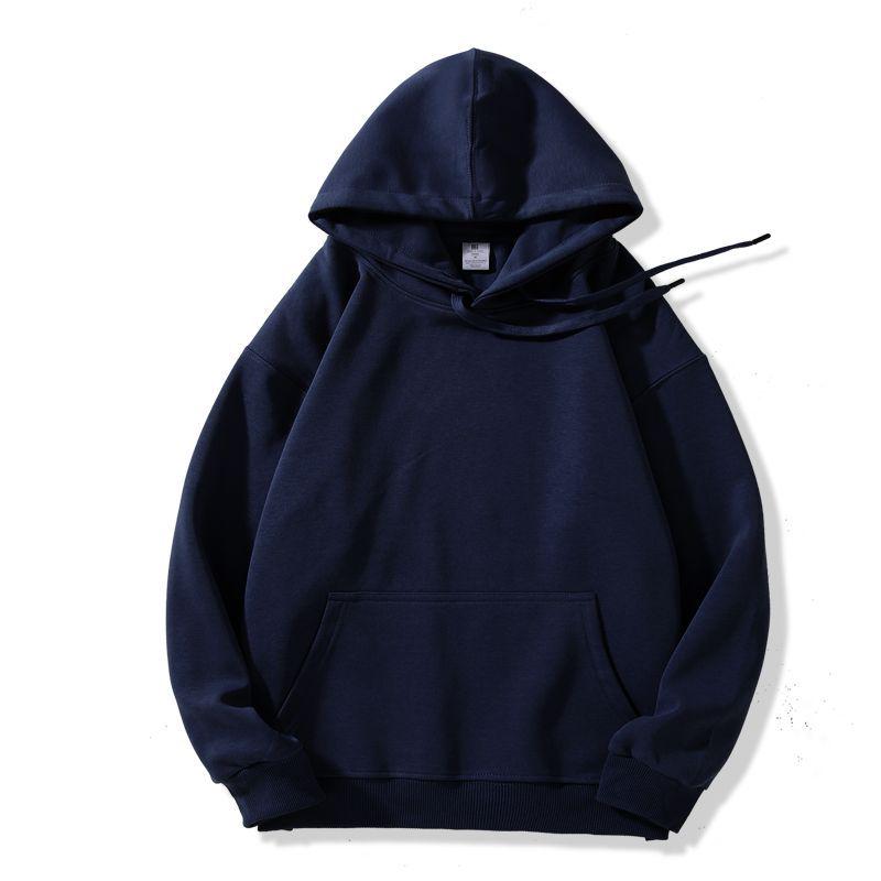 Unisex Long Sleeve Hooded Sweatshirt 350g Cotton Silk Blend Drop Shoulder Women's Blank Edition