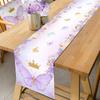 Purple Butterfly Themed Polyester Table Runner Table Flag For Butterfly Birthday Wedding Home Holiday Table Decor