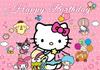 Hello Kitty Happy Birthday Backdrop Cute Pink Cartoon Theme Kids Girls Baby Shower Party Photo Background Banner Decor Supplies