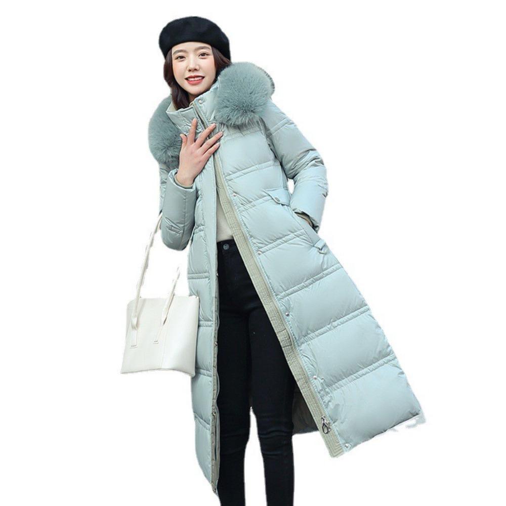 Autumn and winter new big fur collar medium and long slim and thin down cotton clothes women's coat