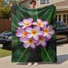 1PC Plumeria FlowersOutdoor Flannel Blanket - Soft Plush Decor for Picnics, Camping, Bedroom, Playroom, Office, or Lunch Break 1241A