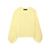 Summer New Product Women's Clothes French Style Commute Style Loose Single Row Multi-Buckle Round Neck Lantern Sleeve Knitting Cardigan Outwear