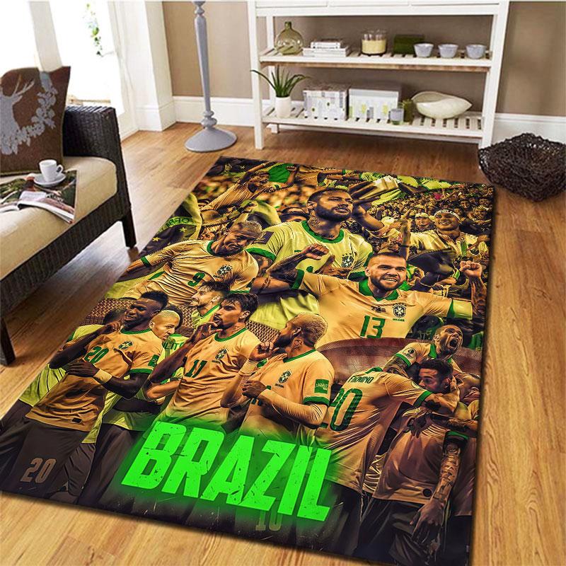 Brazil National Football Team Carpet Rug for Living Room Bedroom Home Sofa Decoration,Kids play Non-slip Floor Mat
