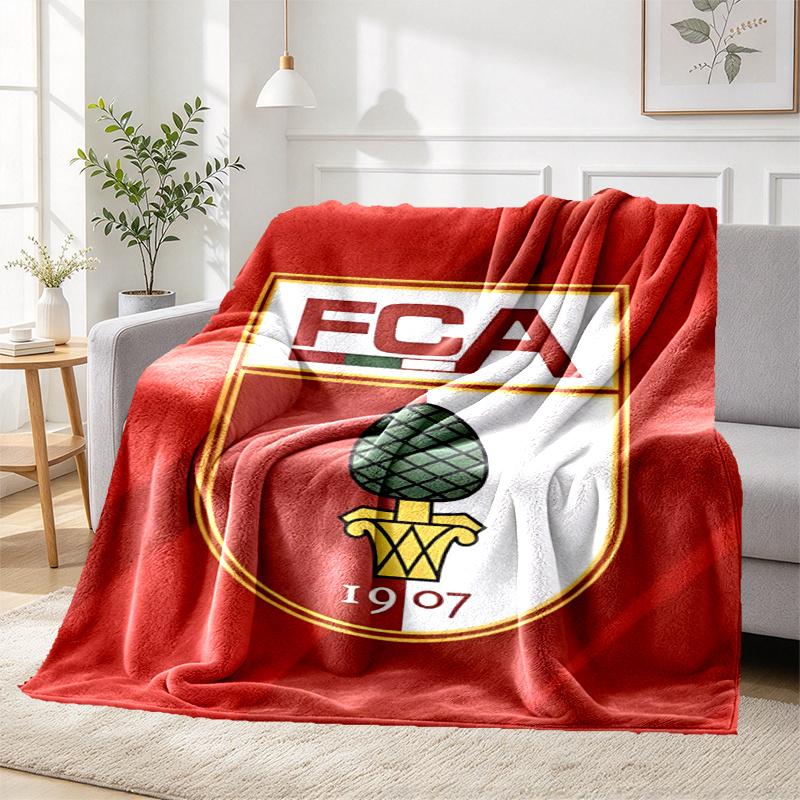FC Augsburg Pattern Blanket for Home Decoration, Bed, Sofa, Car Travel, Camping, Suitable for All Seasons, Birthday Christmas Gift