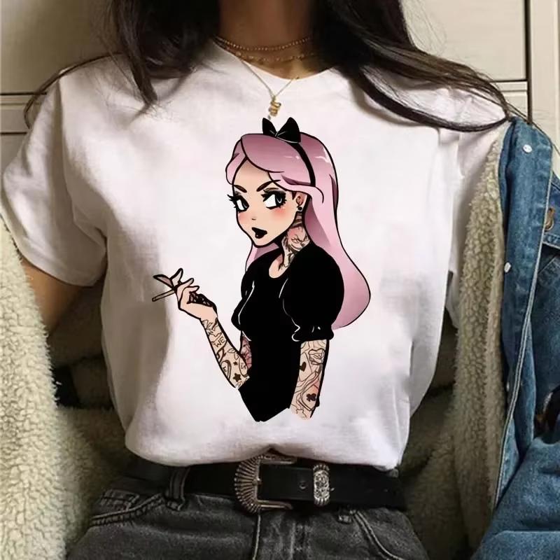 

Punk Princess Printed Tshirt Cute Pattern Tee Mermaid Ariel Kawaii Girls TShirt Summer Womens Tops Harajuku T Shirt S