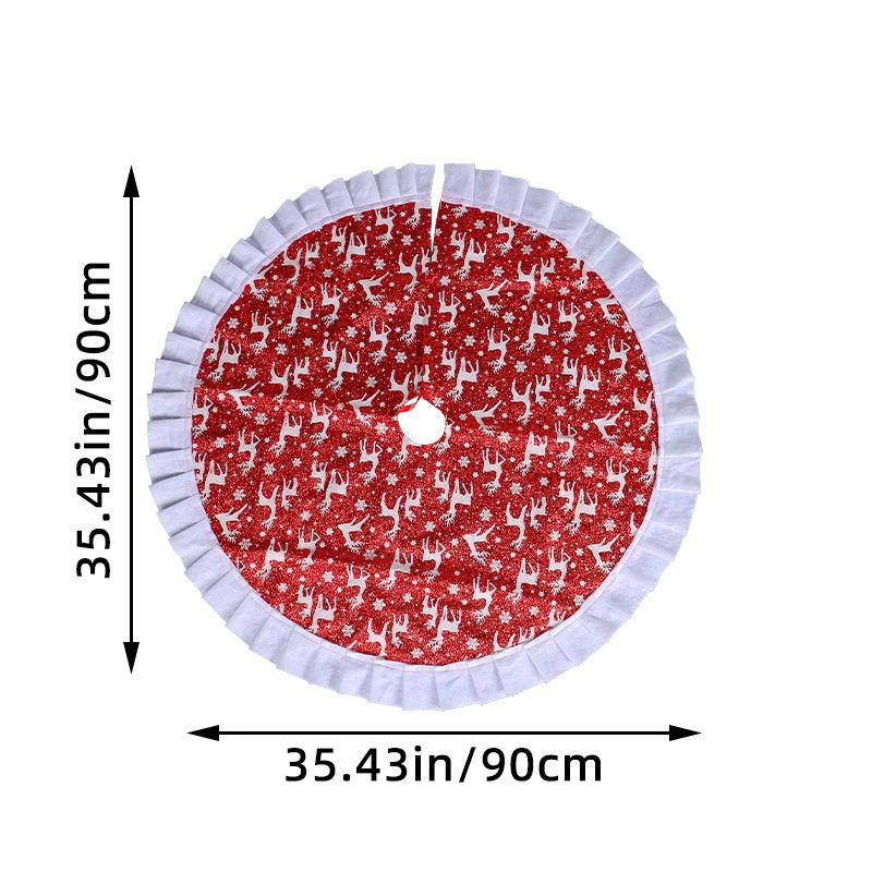 WTEMPO Christmas Tree Skirt Printed Xmas Tree Skirt Winter Christmas Tree Mat for Home Party Holiday Indoor Outdoor Activity Decorations