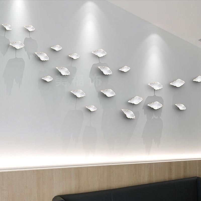 European Simulation Metal Leaves Wall Hanging Ornaments Set Art Aesthetics Room Decoration Leaf Pendants Wall Background Display