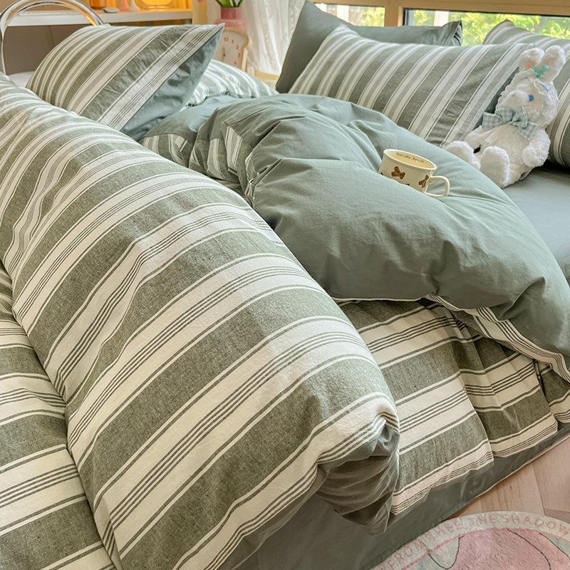 Sada povlečení z čisté bavlny, čtyřdílná sada z čisté bavlny, prostěradlo z čisté bavlny, povlak na přikrývku, sada tří dílů