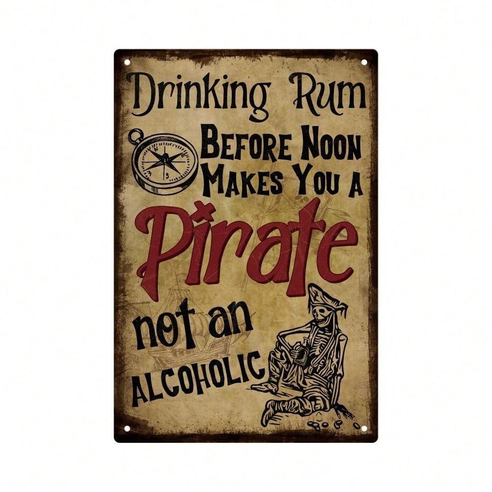 Tin Metal Wall Sign Vintage Pirate Rum Bar Decor Retro Home Pub Art 8x12 Inch