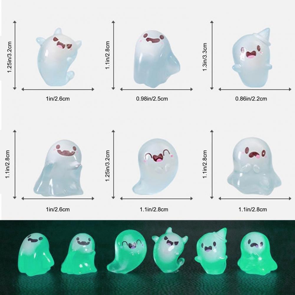 Halloween Mini Geisterfiguren mit Box Miniatur Leuchtende Geisterfigur Leuchtendes Winziges Geisterspielzeug für Heimparty-Dekoration
