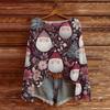 Women's Round Neck Lightweight Sweater Casual Long Sleeve Christmas Print Knit Pullover