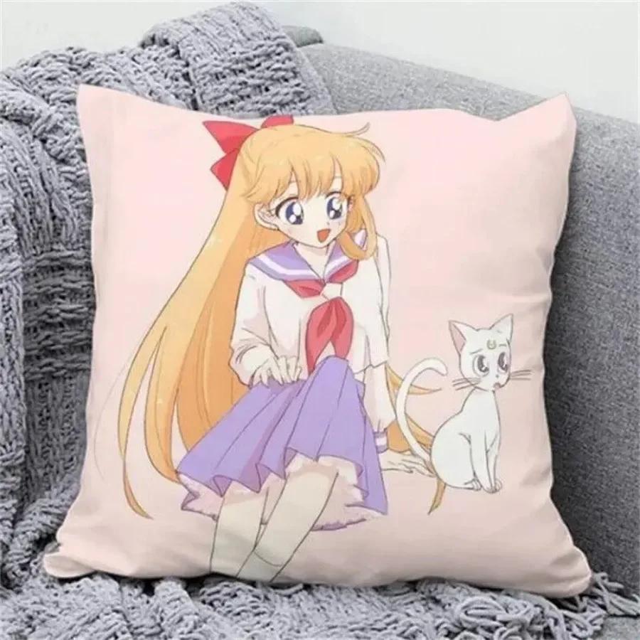 Anime Cartoon Sailor Moon Print Cushion Cover Sofa Home Decor Pillowcase