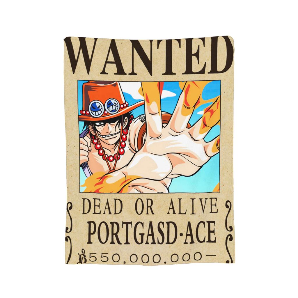 Anime One Piece Wanted Posters Blanket Fleece Decoration  Portable Ultra-Soft Throw Blankets for Bedding Office Bedding Throws