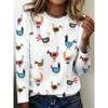 Women's Casual Short Sleeve T-Shirt - Colorful Cartoon Chick Print Round Neck Regular Machine Washable Top for All Seasons