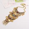 Vintage Retro Alloy Coin Tassel Necklace With Water Wave Chain For Ladies