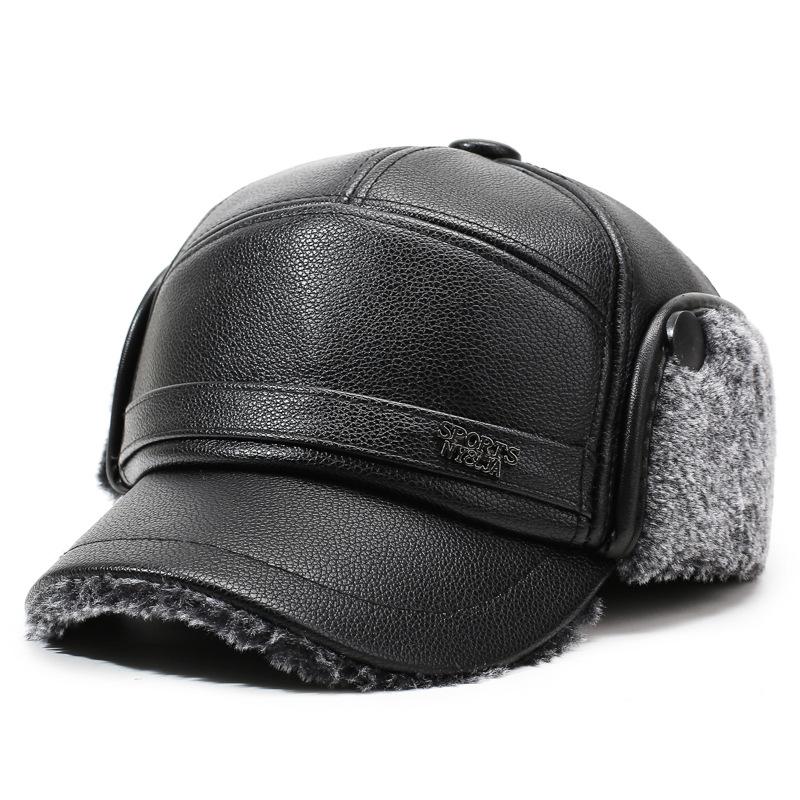 Winter Middle-Aged and Elderly Men's Hat Father Grandfather Warm Velvet Leather Hat Ear Protection Cap Outdoor Cap
