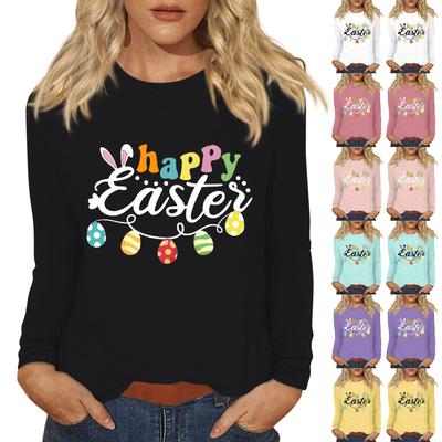 Langarmshirts für Damen, Osterkarneval-Print, Grafik-T-Shirts, Blusen, lässige Basic-Tops, Pullover