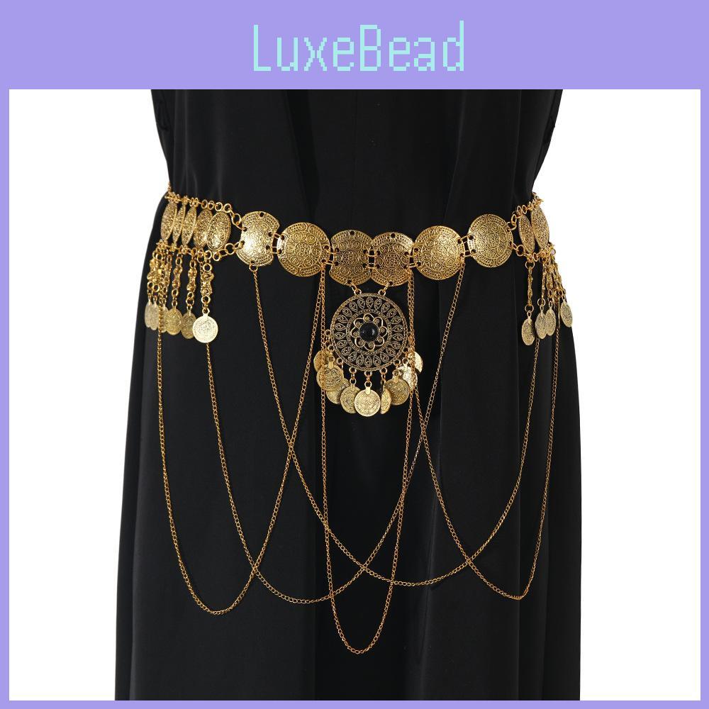 European Style Metal Waist Belt For Ladies With Antique Gold Finish And Tassel Detailing For Summer Outfits