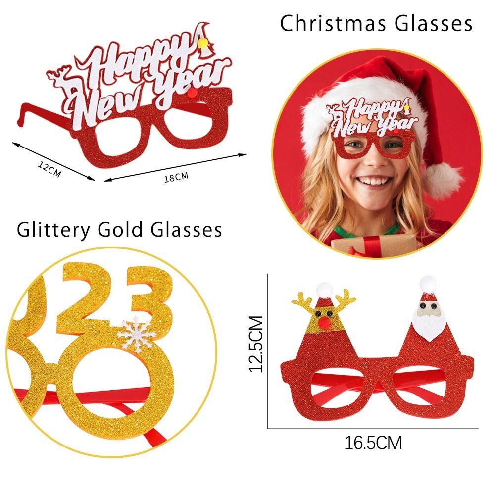 Red Santa Claus Eyeglasses Christmas Decorative Glasses Party Decorations Christmas Frame Glasses