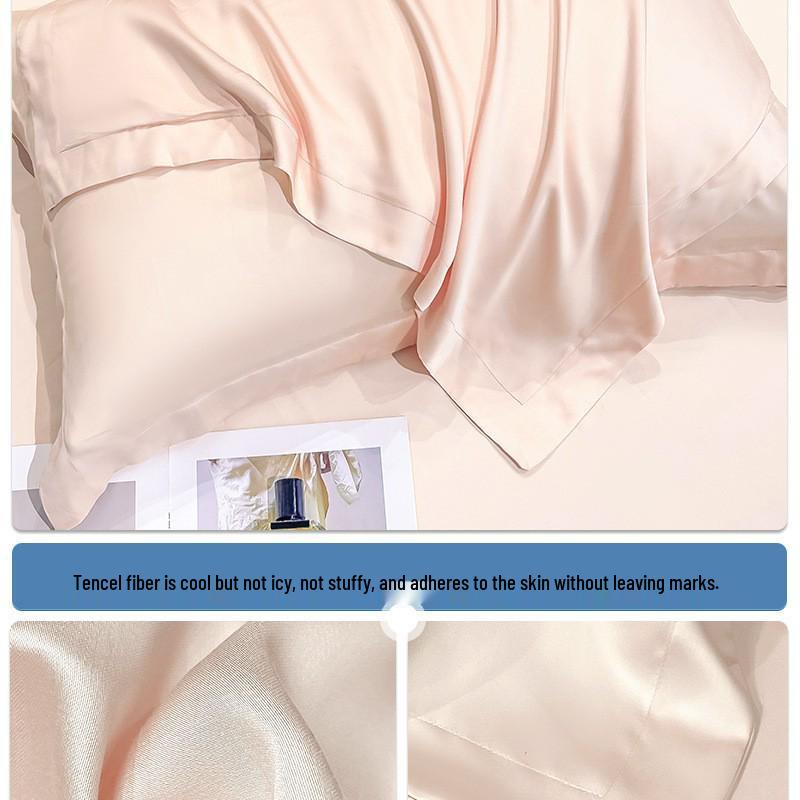 Set di Due Federe in Seta Tencel - Colore Unito per Uso Domestico o in Dormitorio