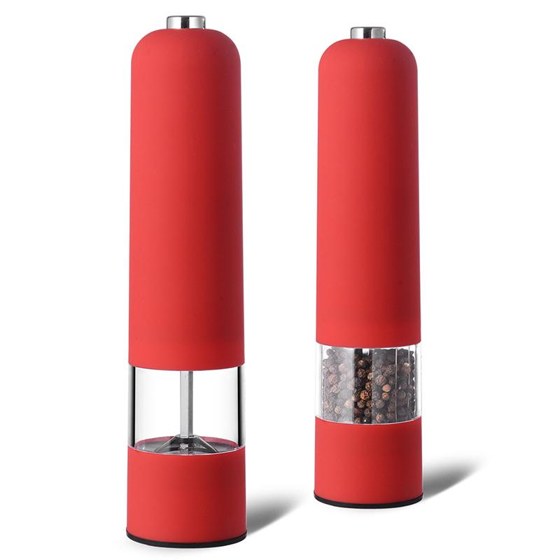 Macina Pepe e Sale Elettrico Automatico a Batteria con Luce LED Macina Spezie a Granulometria Regolabile Strumento da Cucina