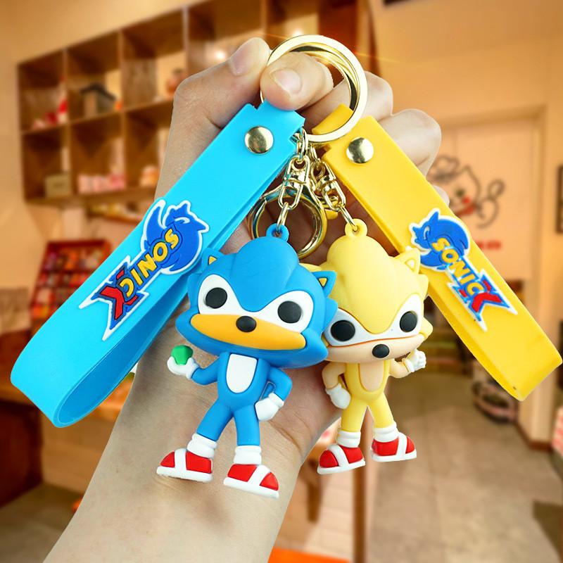  Porte-clés Vibrant Sonic The Hedgehog Dessin Animé Caoutchouc Porte-clés Accessoire Sac Voiture