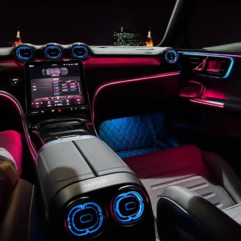 Hot Interior Mouldings 64 Colors Air Vent Ambient Light for Mercedes-Benz C-Class W206 2022 X254 Car RGB Turbine Air Conditionin