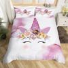 Cartoon Unicorn Duvet Cover Twin King Smiling Eyelash Rainbow Bedding Set For Kids Girls Microfiber Magical Animal Quilt Cover