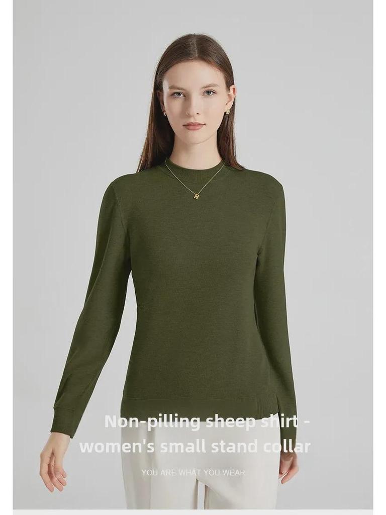 Women's Long-Sleeved Wool Knit Stand Collar Jacket