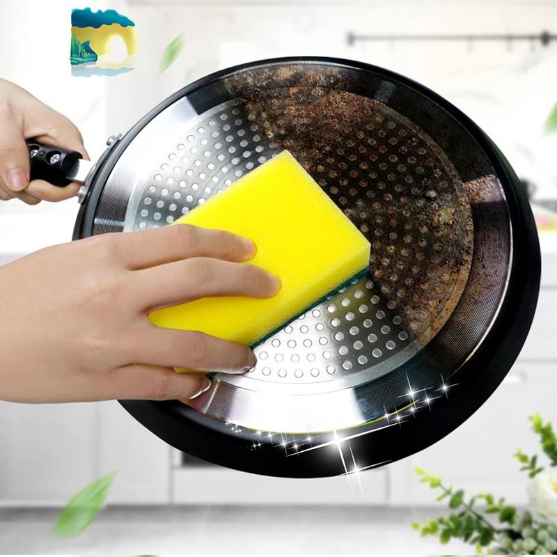10/20PCS Absorbent Cleaning Sponges Dish Washing Magic Clean Pot Rust Stain Sponge Brush Kitchen Grease Cleaner Household Tools