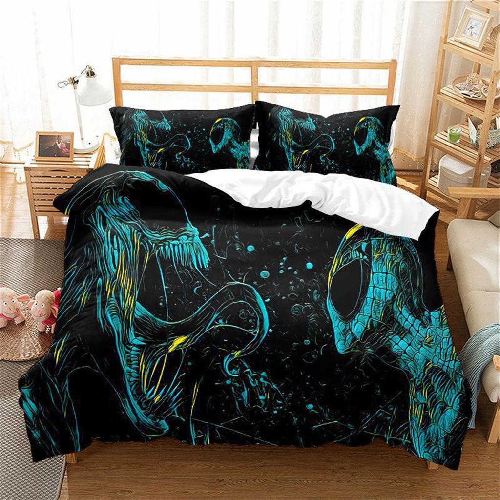 Terrifying Venom Anime Duvet Cover Set, Microfiber Duvet Cover Comforter Cover 2Pcs With Zipper Bedding Set For Boy'S Bedroom