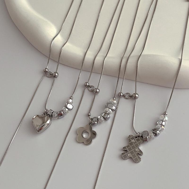 Pendant Necklace Women Short Stainless Steel Pendant Choker Neck Chain Stainless Steel Material Jewelry Gift for Girls