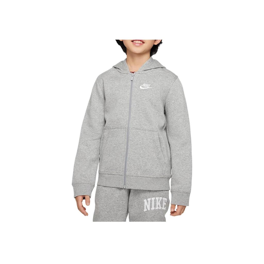 New Nike Jacket Sportswear Club Dark Gray Mixed Color With White Base Gray Kids' BV3699-063