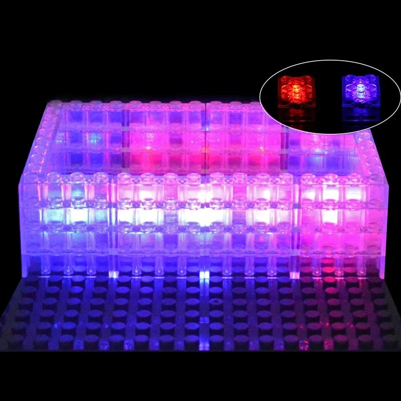 Non-Toxic 5Pcs 2X2 Dot Led Light Up Colorful Accessories Light-Emitting Classic Brick Building Blocks Compatible All Brands Light