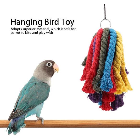 Parrot Rope Toys Colorful Cotton Rope Hanging Parrots Chewing Toys Pet Supply Parrots Cage Accessories Chew Toys