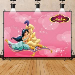 Princess Jasmine Aladdin Theme Background Children Girls Birthday Party Decoration Background Banner Baby Shower Supplies Props