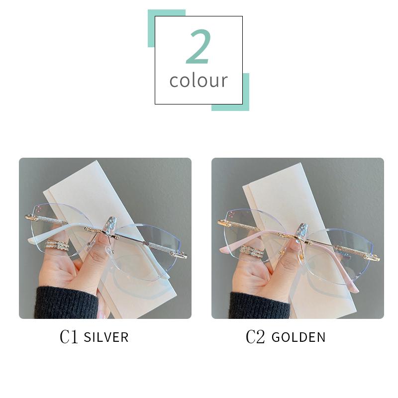 Anti-blue Light Glasses Cat Eye Metal Eyewear Women Rimless Luxury Eyeglasses Blue Light Blocking Man Lady Computer Eyeglas