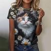 New Cat Pattern Women's T Shirt Animal 3D Print Tee Summer Casual O-Neck Short Sleeve T-Shirts Y2k Tops Harajuku Female Clothing
