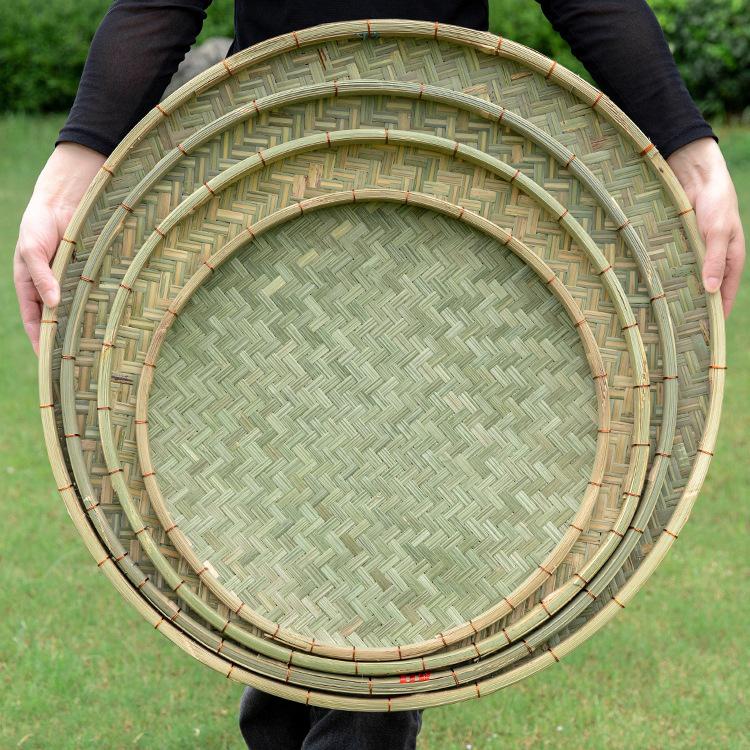 Handmade Bamboo Copper Wire Winnowing Basket - Farmhouse Style Drying Tray