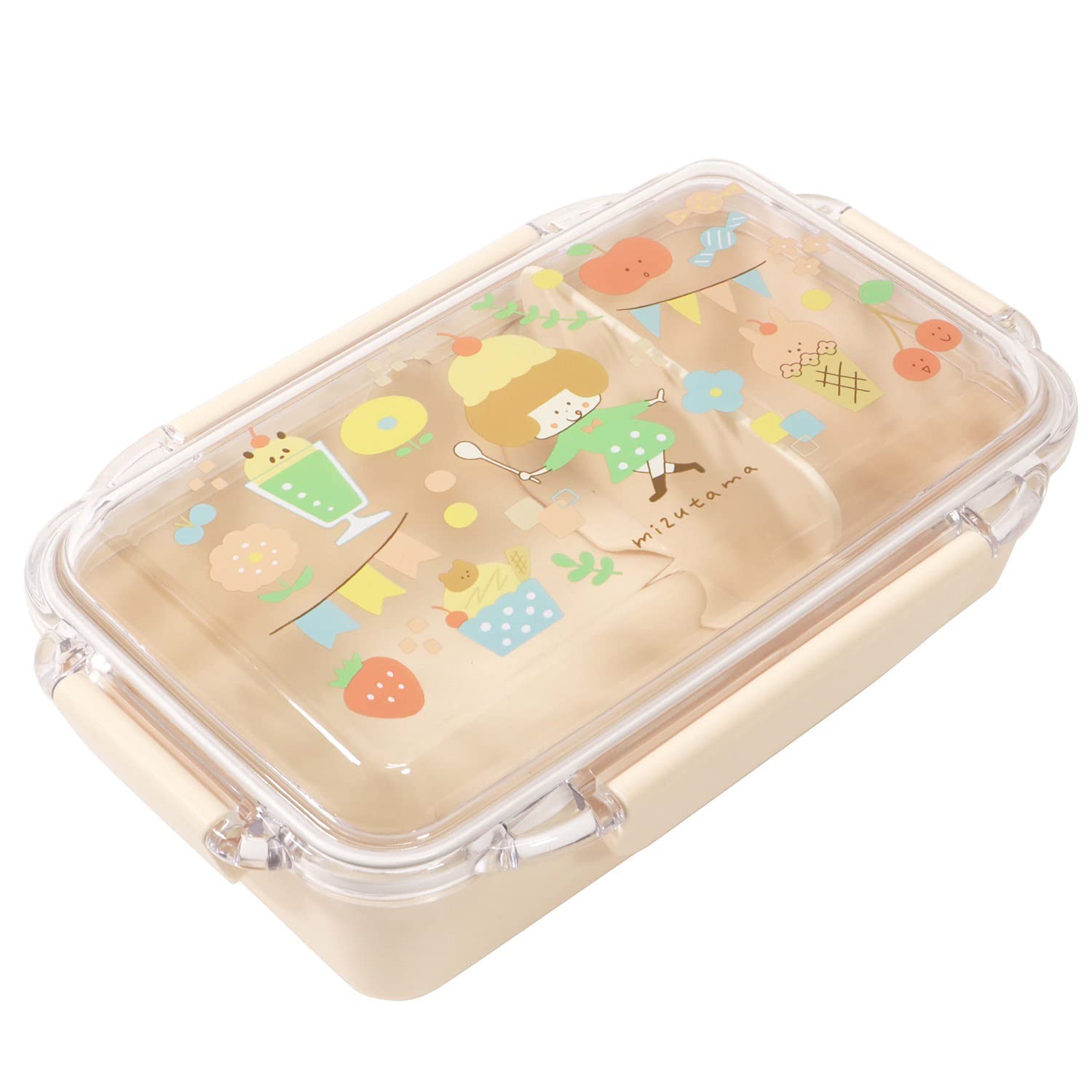 

Kutsuwa Mizutama Lunch Box with Made in Japan Single-Tier 4-Point Sealing, 500ml, MU001,