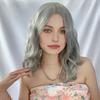 Female Synthetic Silver Grey Wig Fluffy Fake Hair for Woman Daily Cosplay Loose Wave Wig Heat Resistant Fibre