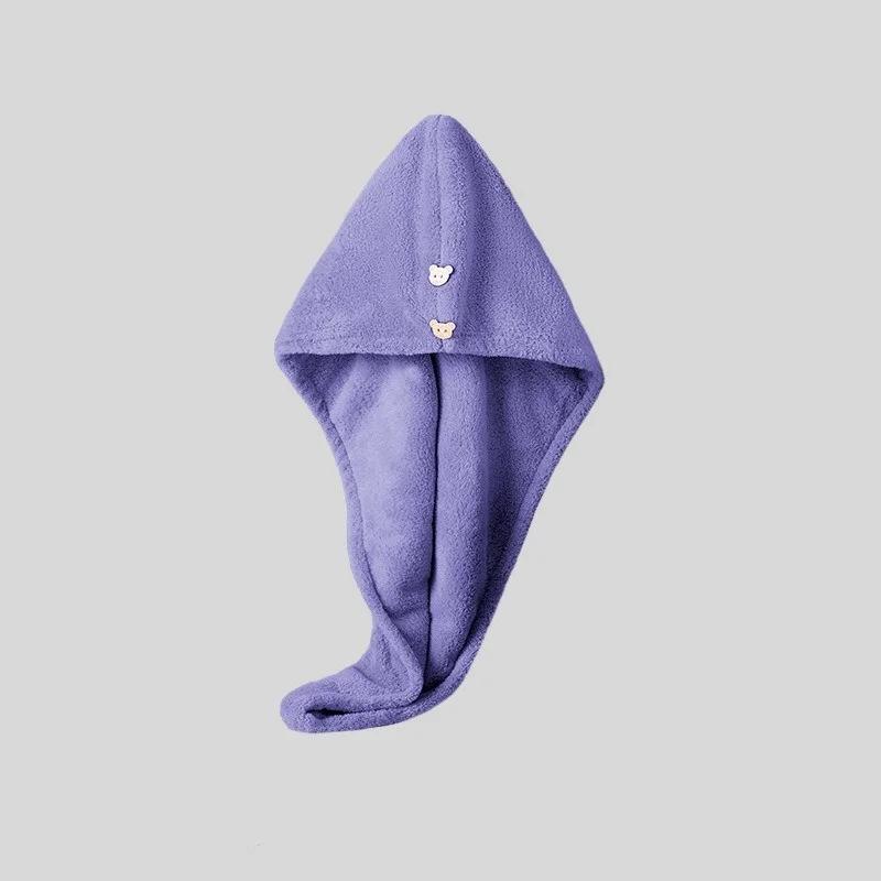 Care Cap with Button Super Absorbent Hair Towel Wrap Fast Drying Hair Wraps Women Bathroom Accessories Microfiber Hair Towel