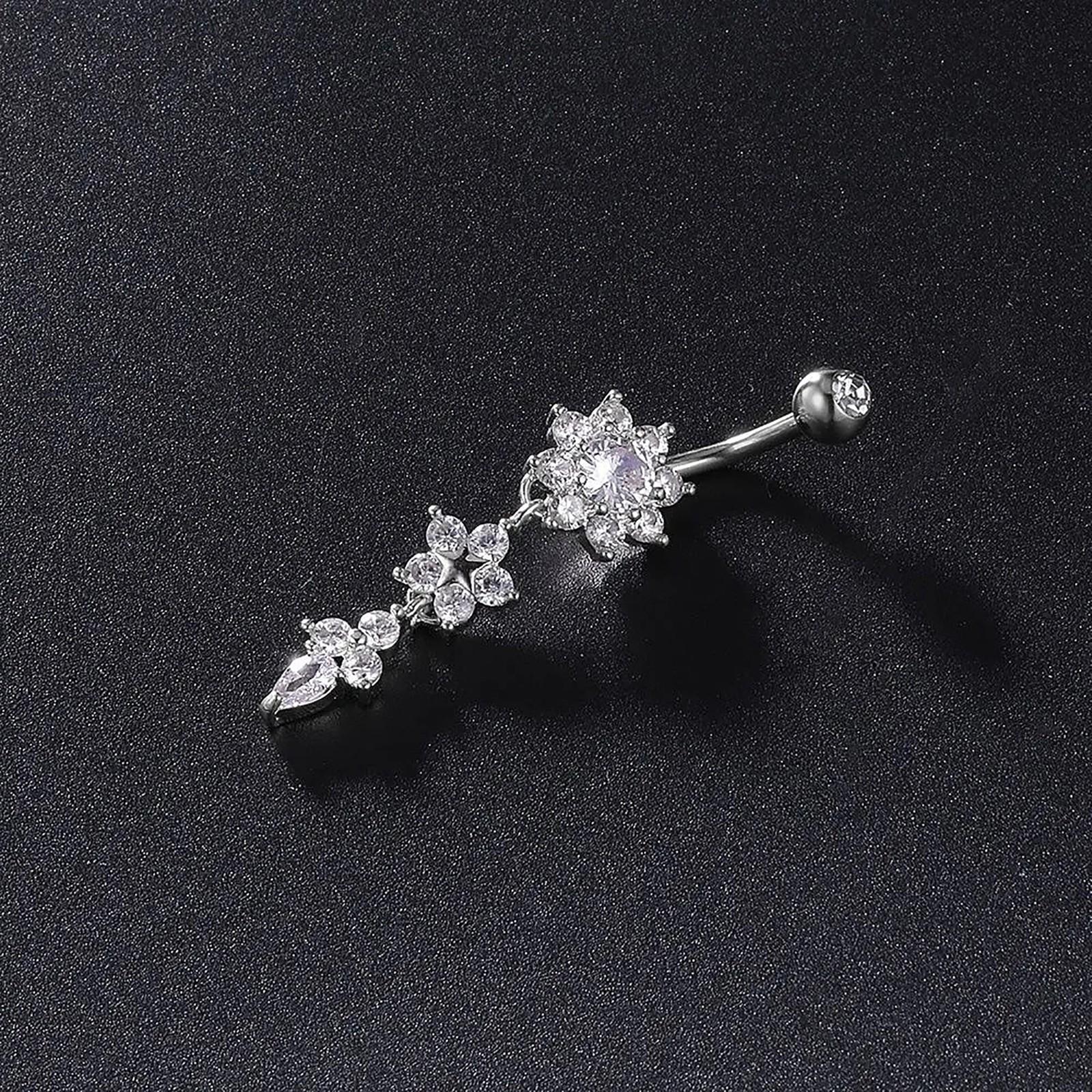 

Кольцо для пупка из нержавеющей стали, золота и розового золота, украшения для пирсинга для элегантного образа One Size серебряный