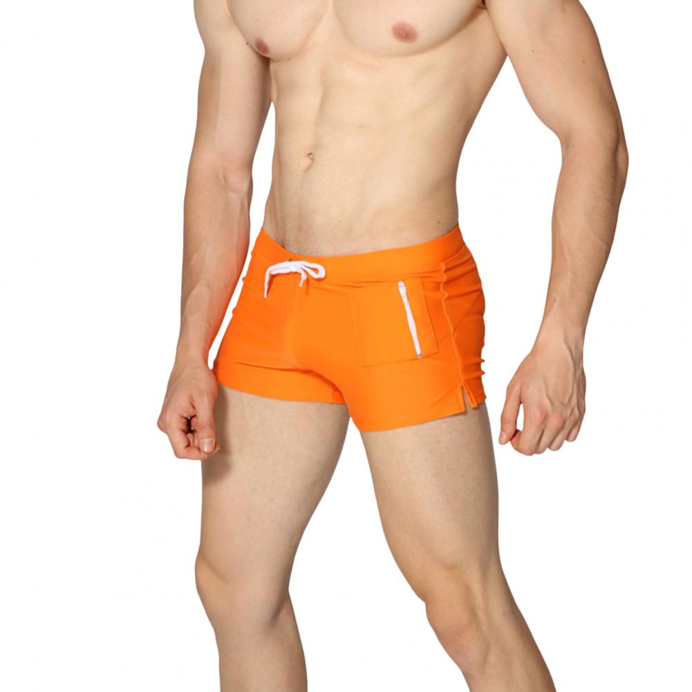 

Мужские шорты для плавания с эластичной резинкой на талии, с карманами-молниями, быстросохнущие, облегающие, однотонные, U-образные, с выгнутой средней талией, купальные боксеры Sur L оранжевый