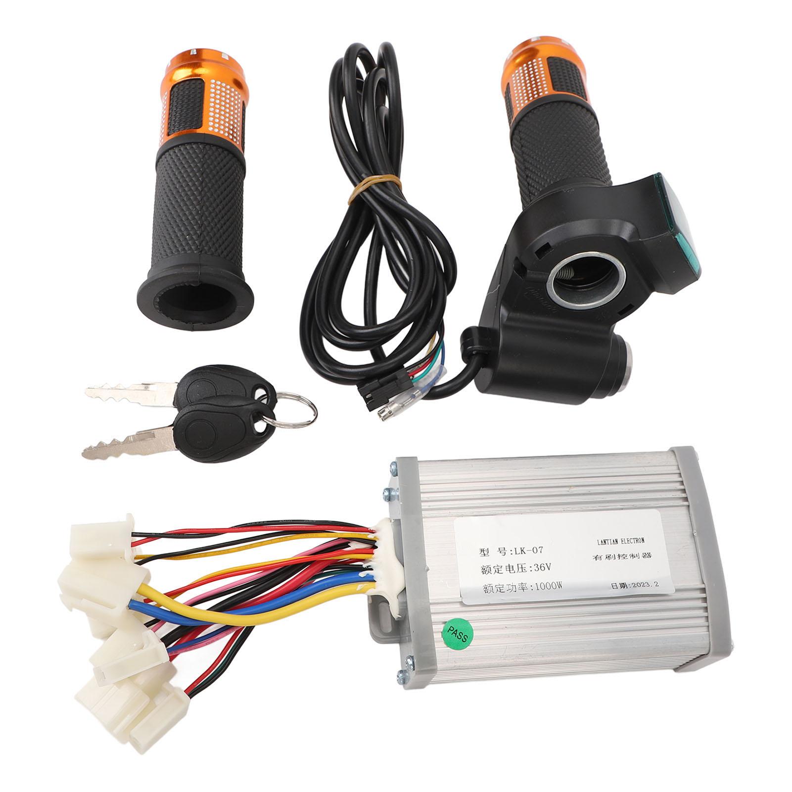 

36V 1000W Motor Controller Aluminum Alloy Rubber Electric Bike Controller Throttle Grip Kit with 2 Keys for Electric