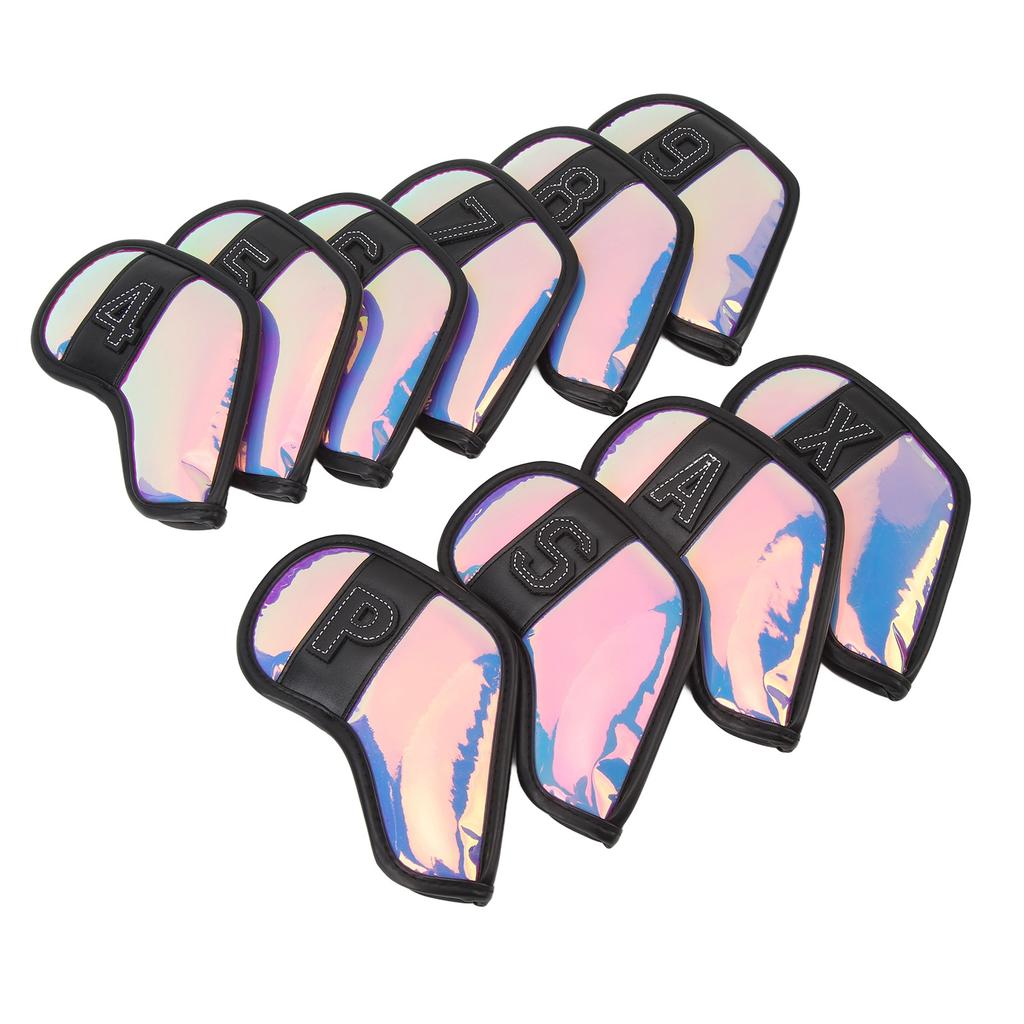 10 PCS Golf Club Head Covers PU Fabric Surface Stylish Impact Proof Scratch Proof Golf Iron Covers